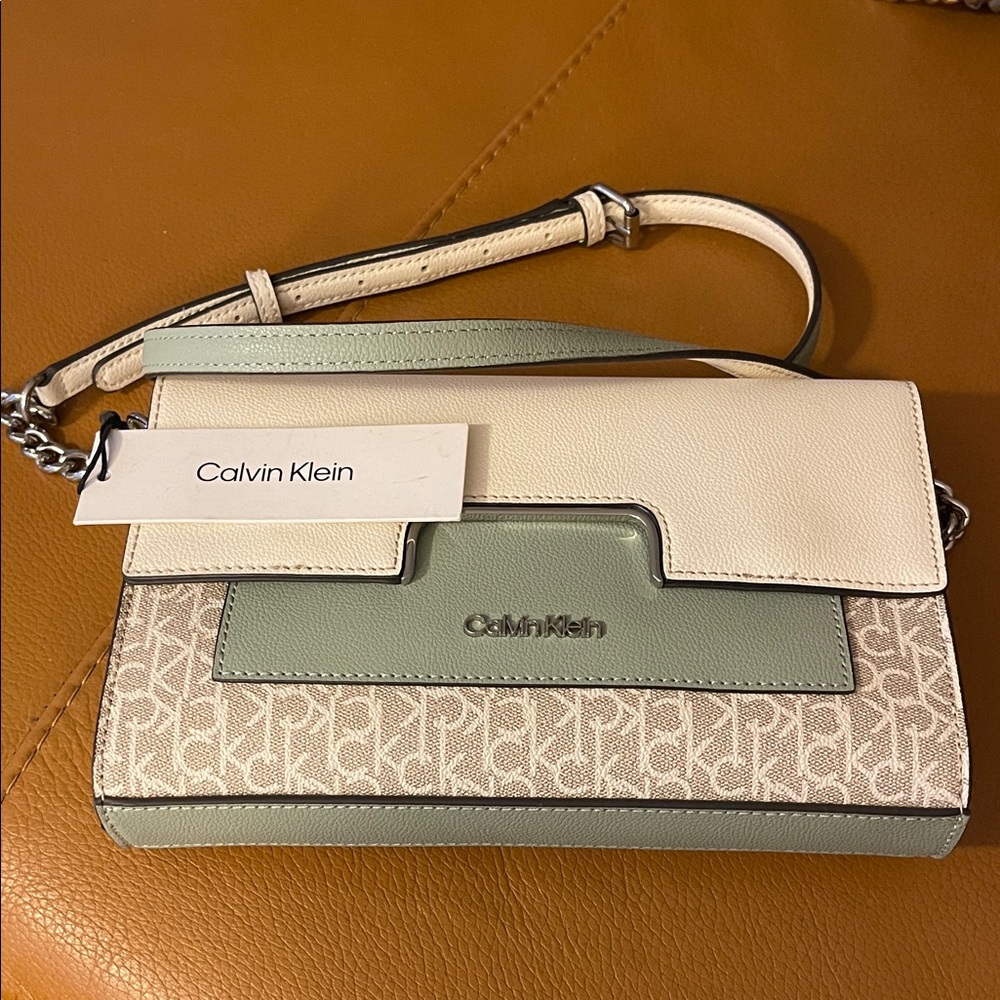 Calvin Klein Cream and Mint Crossbody Bag